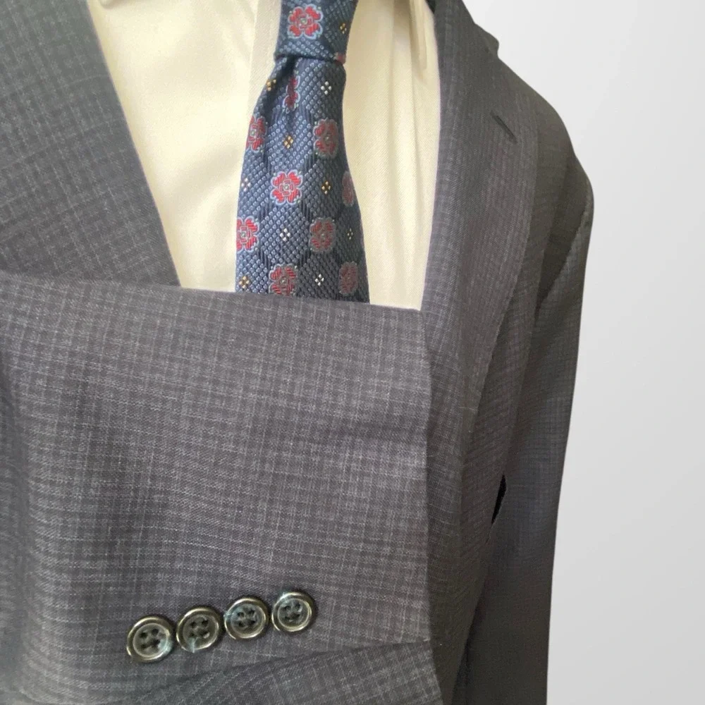 Executive Collection Tom James‎ 56R  Blue Black Plaid Blazer Sport Coat Jacket
